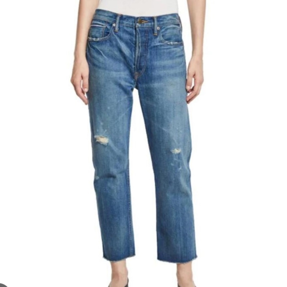 Vince High Rise Union Straight Distressed Denim Jeans size 30